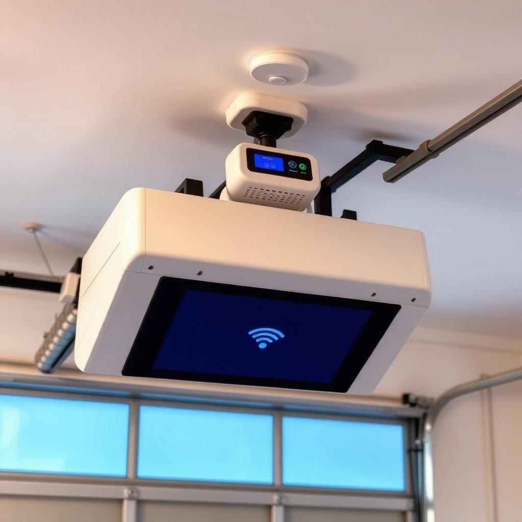 Smart garage door opener being installed by certified technician in Milton NC